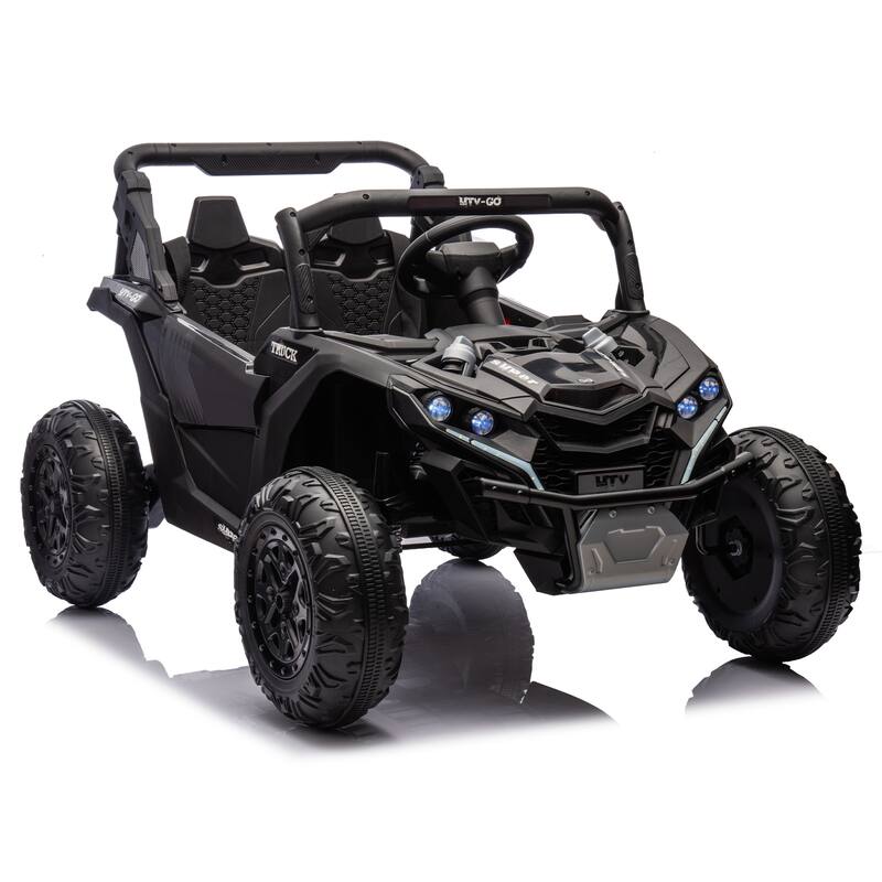 Electric Vehicle for Kids with Parent Remote Control, Black Ride on Car with Seat Belt, Off-Road Vehicle with Battery Indicator