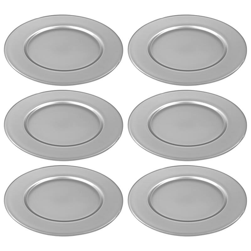 Majestic gifts Inc. Glass Charger-Plates - Silver-12.5" Diameter - Set/6 - 12.5"