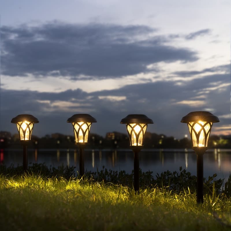 Solar Powered LED Metal Pathway Landscape Light (Set of 6)