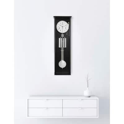 Filigree Pendulum Wall Clock with Glass Panel - 34.5" - Black and Silver Finish