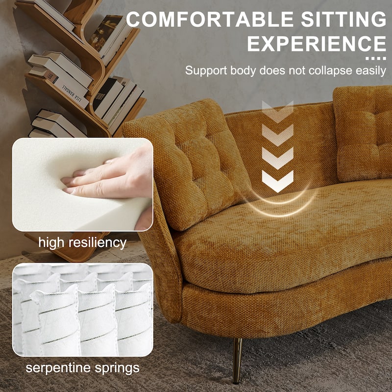 Upholstered Loveseat Sofa Chair with Golden Metal Legs