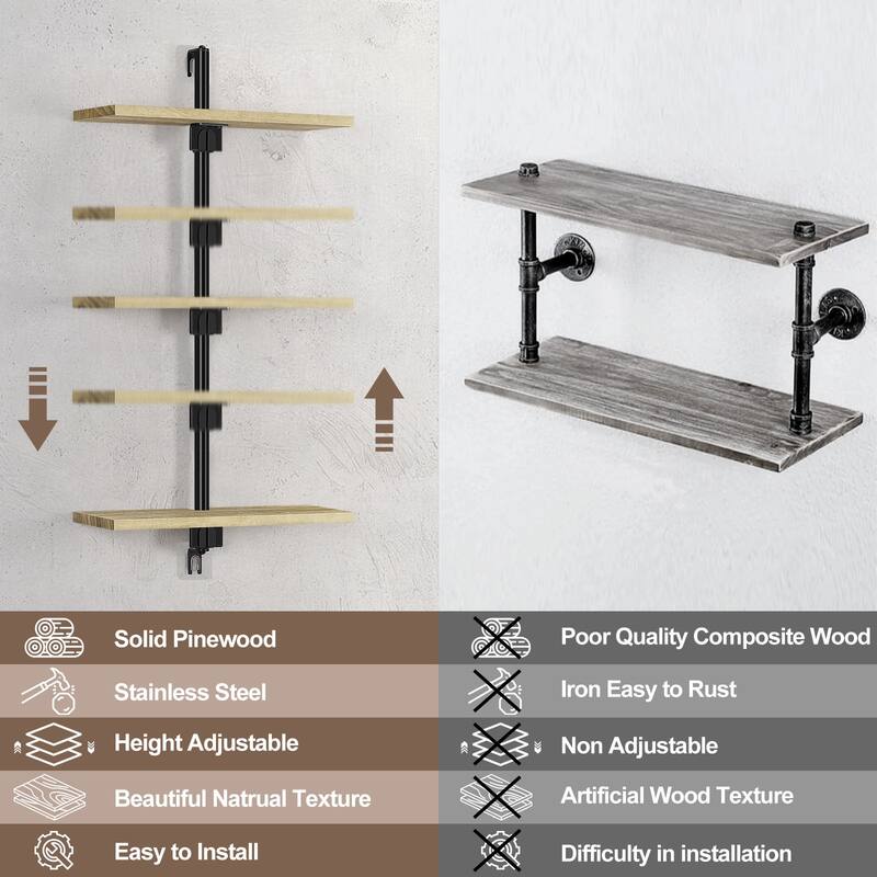 Floating Shelves Bathroom for Wall, Adjustable Height Wall Shelf Above Toilet