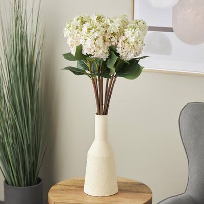White Faux Foliage Tall Hydrangea Artificial Flower Stem (Set of 8)