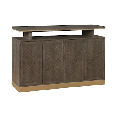 Greta Sideboard Buffet Console 2 Cabinets, Floating Top, Gold, Brown