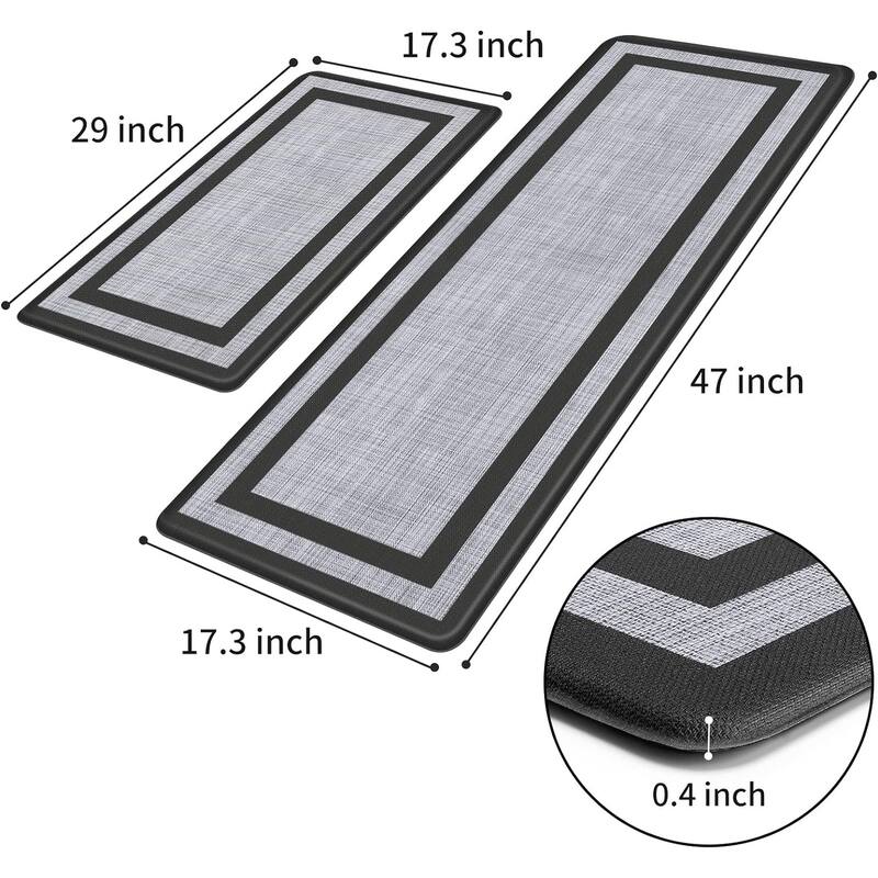 2 PCS Kitchen Mat Cushioned Anti-Fatigue Non-Skid Waterproof Rugs - 17.3x47