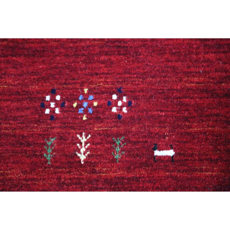 Hand Knotted Oriental 100% Wool Carpet Tribal Tribal Red Gabbeh Area Rug - 8' 0'' X 5' 2''
