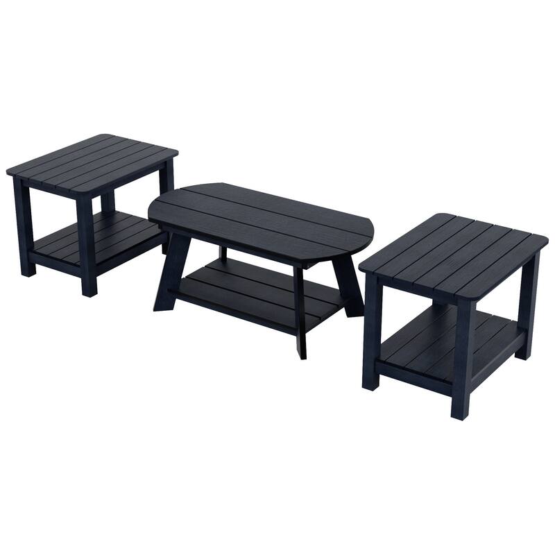 Vineyard HIPS Outdoor Eco-Friendly Coffee Table and Side Tables (3-Piece Set)