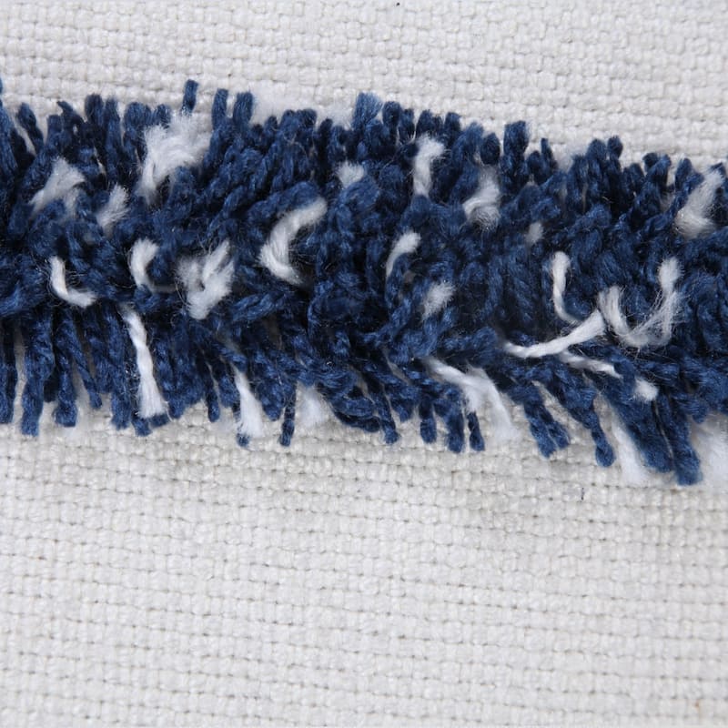 HomeRoots 20" X 20" Navy Blue And White Polyester Coastal Zippered Pillow