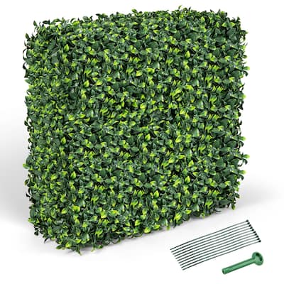 Gymax Artificial Plant Wall w/ Realistic PE Leaves Zip Ties Decoration