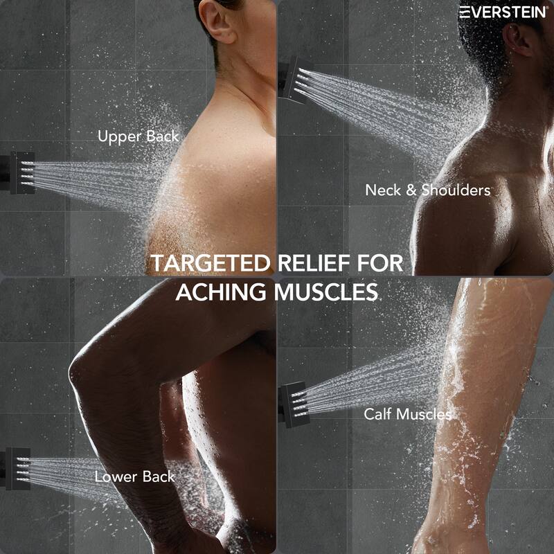 Thermostatic Shower System 12" High-Pressure Rainfall Shower Head with Slide Bar Hand Shower