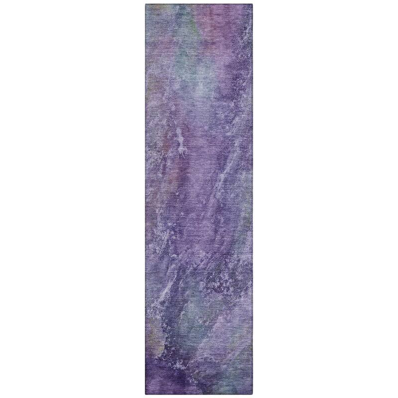 Machine Washable Indoor/ Outdoor Abstract Watercolor Chantille Rug