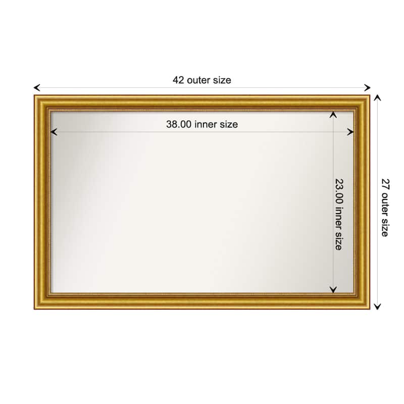 Townhouse Gold Framed Non-Beveled Custom Wall Mirror, Bathroom Vanity Mirror - Outer Size: 41.75 x 26.75