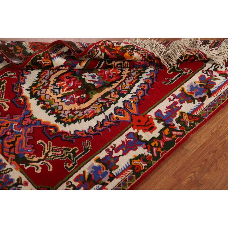 Hand Knotted Oriental 100% Wool Carpet Traditional Floral Red Bakhtiari Area Rug - 4' 6'' X 3' 5''
