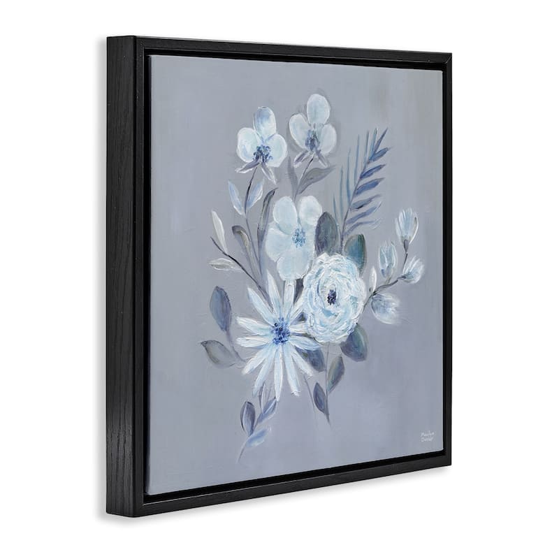 Stupell Blue Toned Floral Bunch Framed Floater Canvas Wall Art Design By Marilyn Dunlap