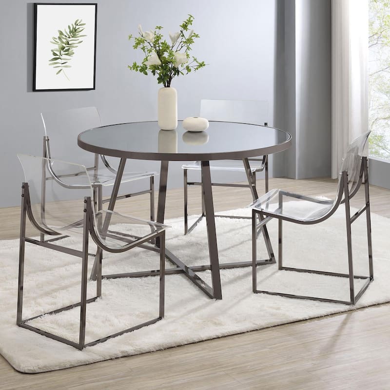 Fancher Clear and Black Nickel Acrylic Side Chair (Set of 2)