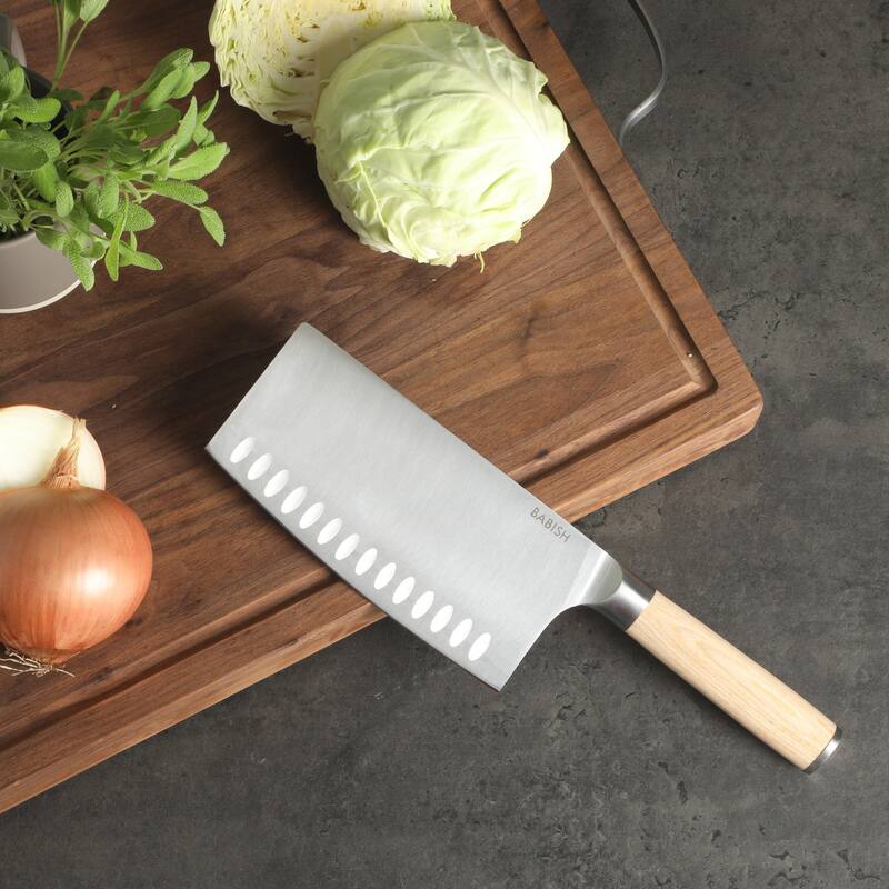 Babish High Carbon 1.4116 German Steel Full Tang 6.5-Inch Forged Cleaver Knife - for Heavy-Duty Chopping and Slicing