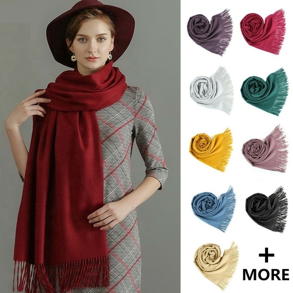 Cashmere Wool Solid Pashmina Shawl Scarf, Cozy For Women and Men - Large. Opens flyout.