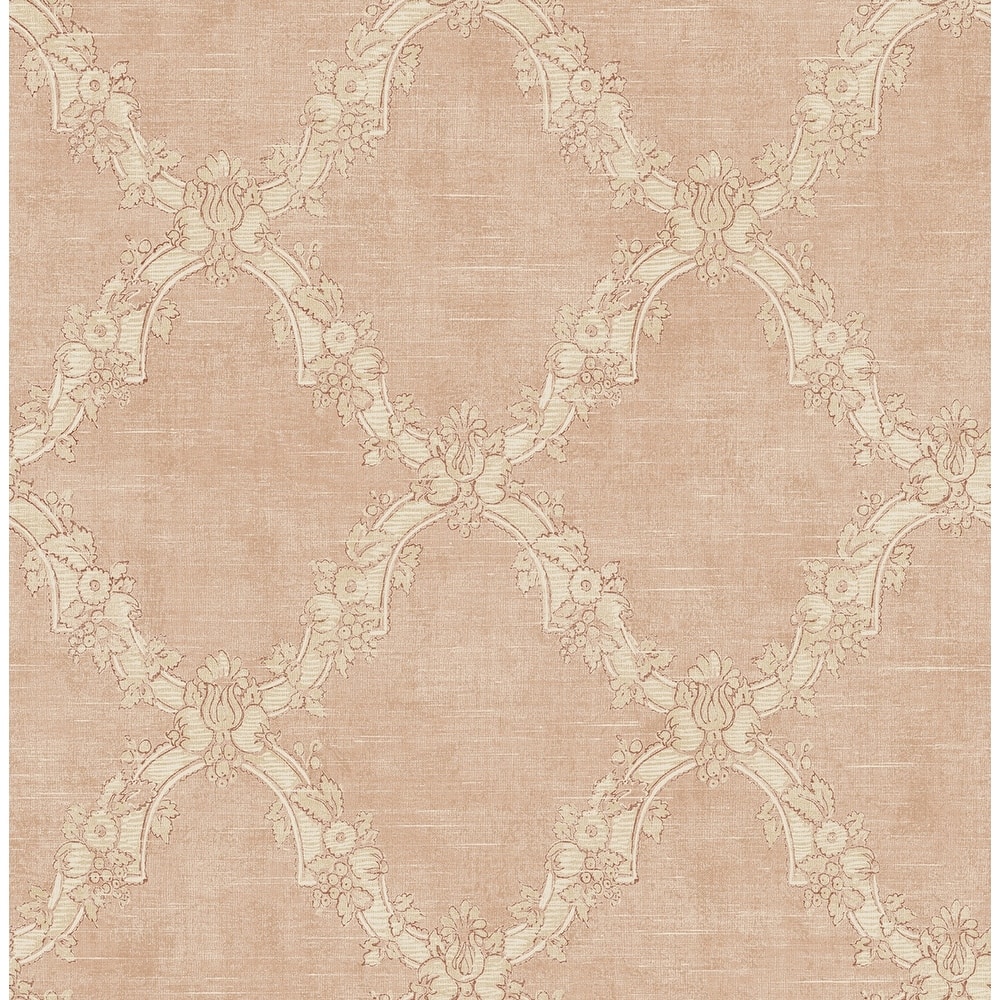 Seabrook Designs Alanis Floral Trellis Unpasted Wallpaper