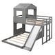 preview thumbnail 23 of 25, Twin Over Full Treehouse Style Bunk Bed with Ladder, Slide, and Guardrail for Kids