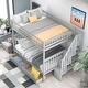 preview thumbnail 2 of 6, Full Over Full Bunk Beds with Stairs, Wood Bunk Bed Frame with Storage Shelf and 2 Drawers(Grey)