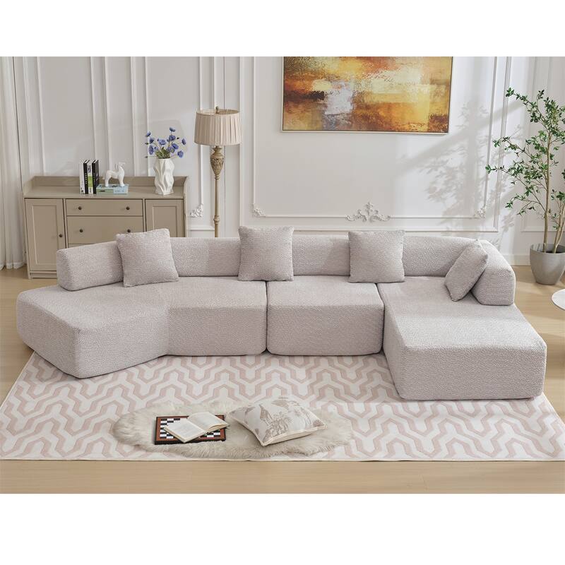 Modern Minimalist 140" L-Shape Couch - Grey