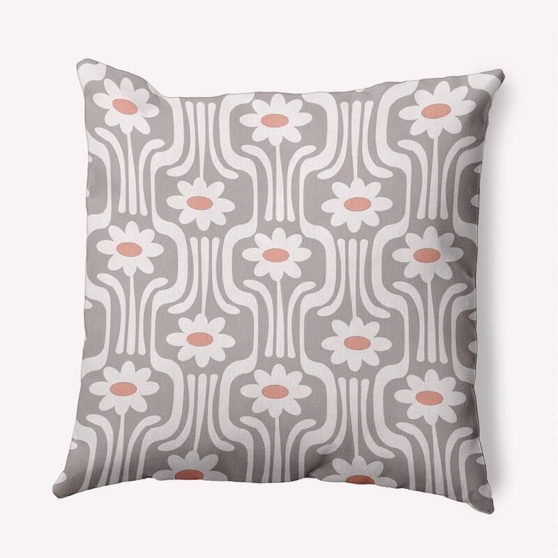 Daisys and Squiggles Indoor/Outdoor Throw Pillow - Greige - 16" x 16"