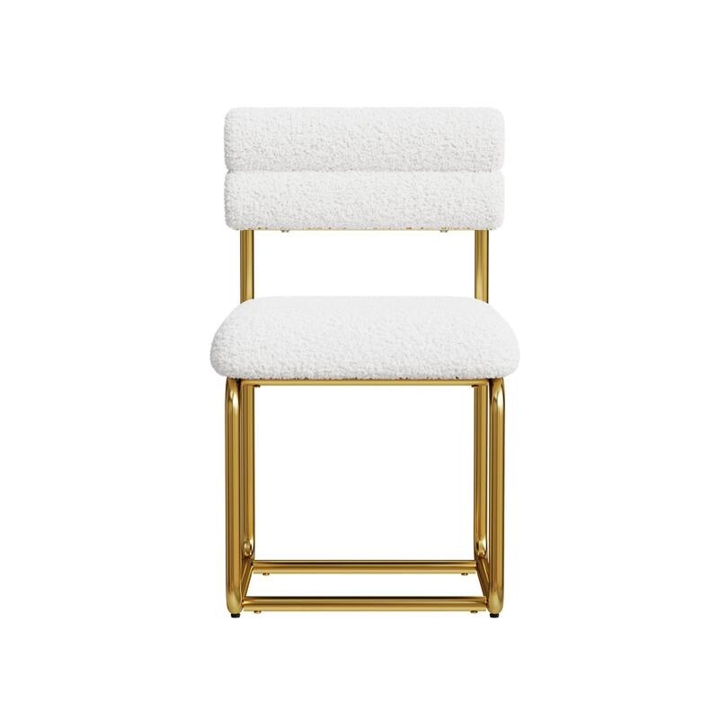 GDFStudio - Rosdale Minimalist Soft Plush Upholstered Dining Chair Set with Ergonomic Backrest and Golden Metal Legs, Set of 2