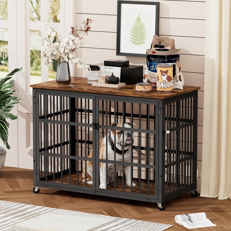 Mieres Furniture Style Dog Crate, Dog Kennel Furniture with 2 Doors