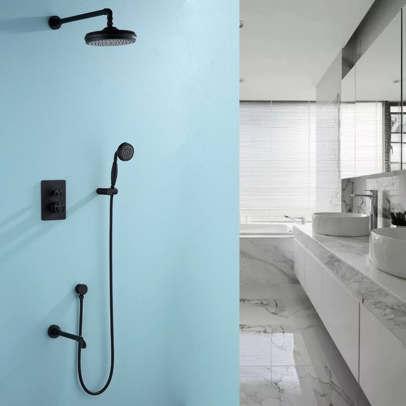 3 Function Showerhead with High-pressure Handheld and Faucet in Black/Gold