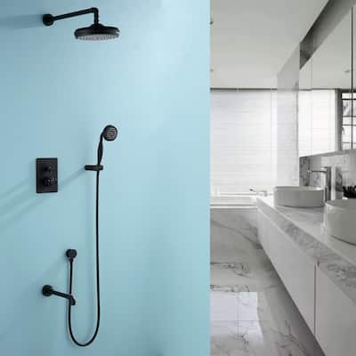 3 Function Showerhead with High-pressure Handheld and Faucet in Black/Gold