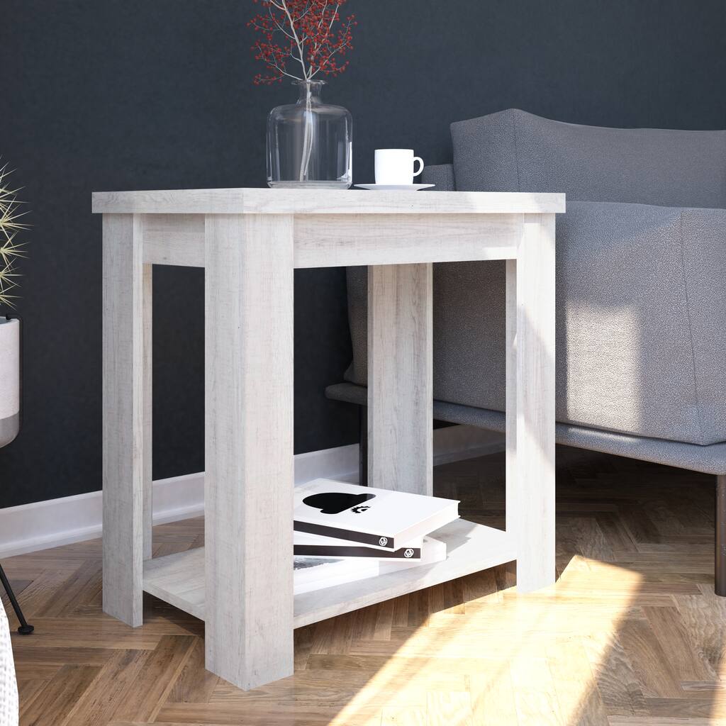 Marlowe Basic White Oak Wood End Table