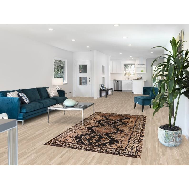 Hand Knotted Oriental 100% Wool Carpet Traditional Tribal Black Qashqai Area Rug - 7' 8'' X 4' 4''