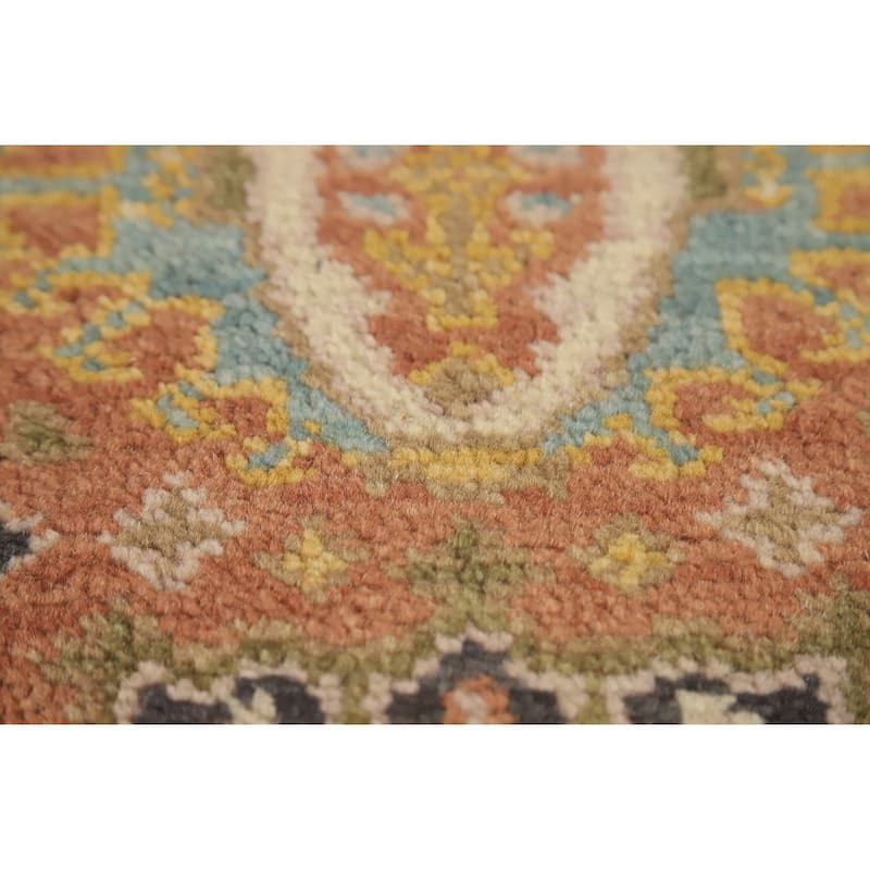 Traditional Heriz Serapi Runner Rug Hand-Knotted Geometric Wool Carpet - 2'7" x 7'8"