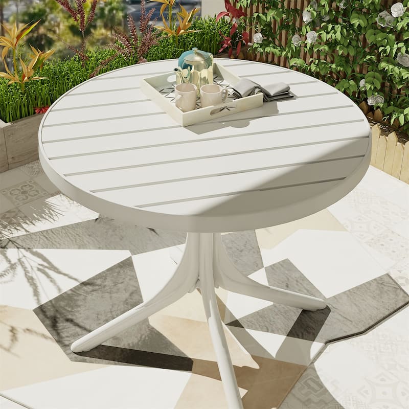 36" Round Plastic Table, All-Weather Dining & Coffee Table - White