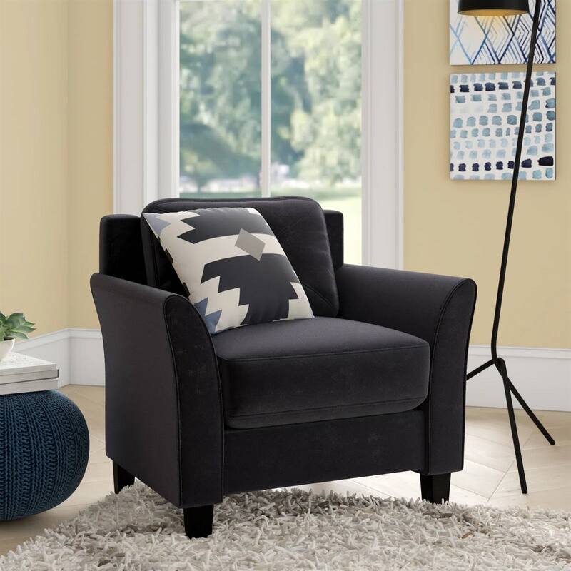 Microfiber Armchair with Button Tufted Back and Flared Arms - 31.5” D x 33.9” W x 32.7'' H