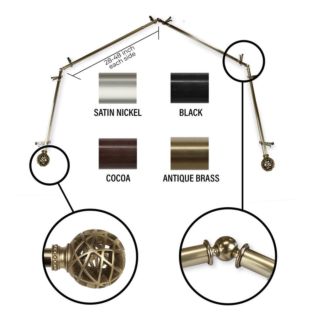InStyleDesign Emerson 13/16 4-Sided Bay Window Curtain Rod