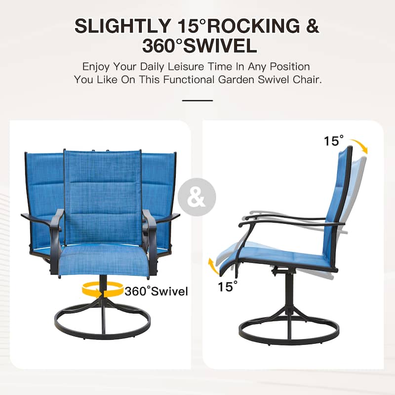 EROMMY Outdoor Swivel Patio Chairs 2/4 Pack, High-Back Textilene Dining Rocker Chairs with Metal Frame