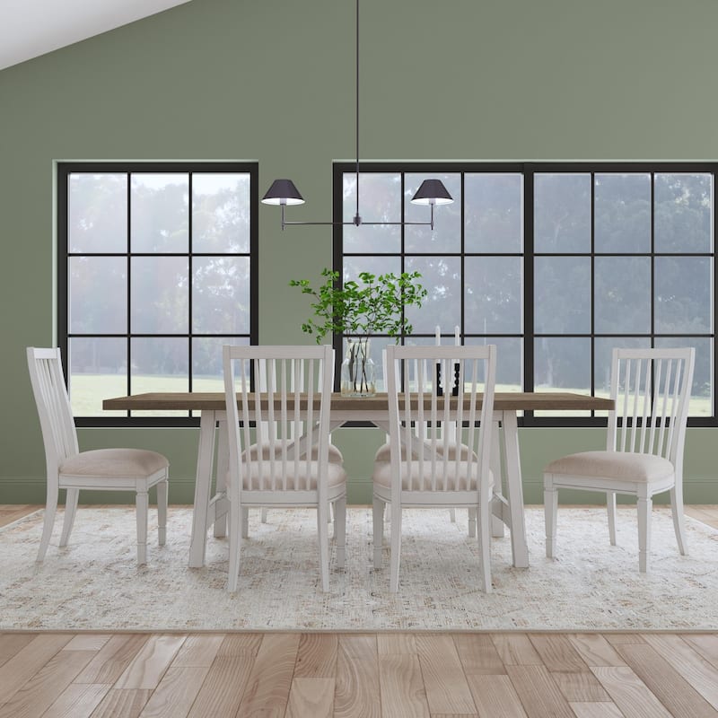 Melody White Wood Upholstered Dining Chair - 22" x 40" x 23"