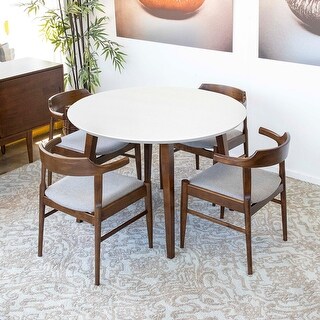 Humphrey Modern Solid Wood Walnut Dining Table and 4 Chairs Set - Bed ...
