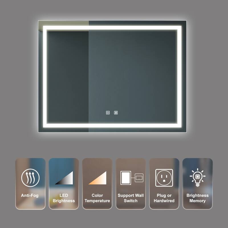 Bathroom LED Cosmetic Mirror with 3 Adjustable Color Temperatures