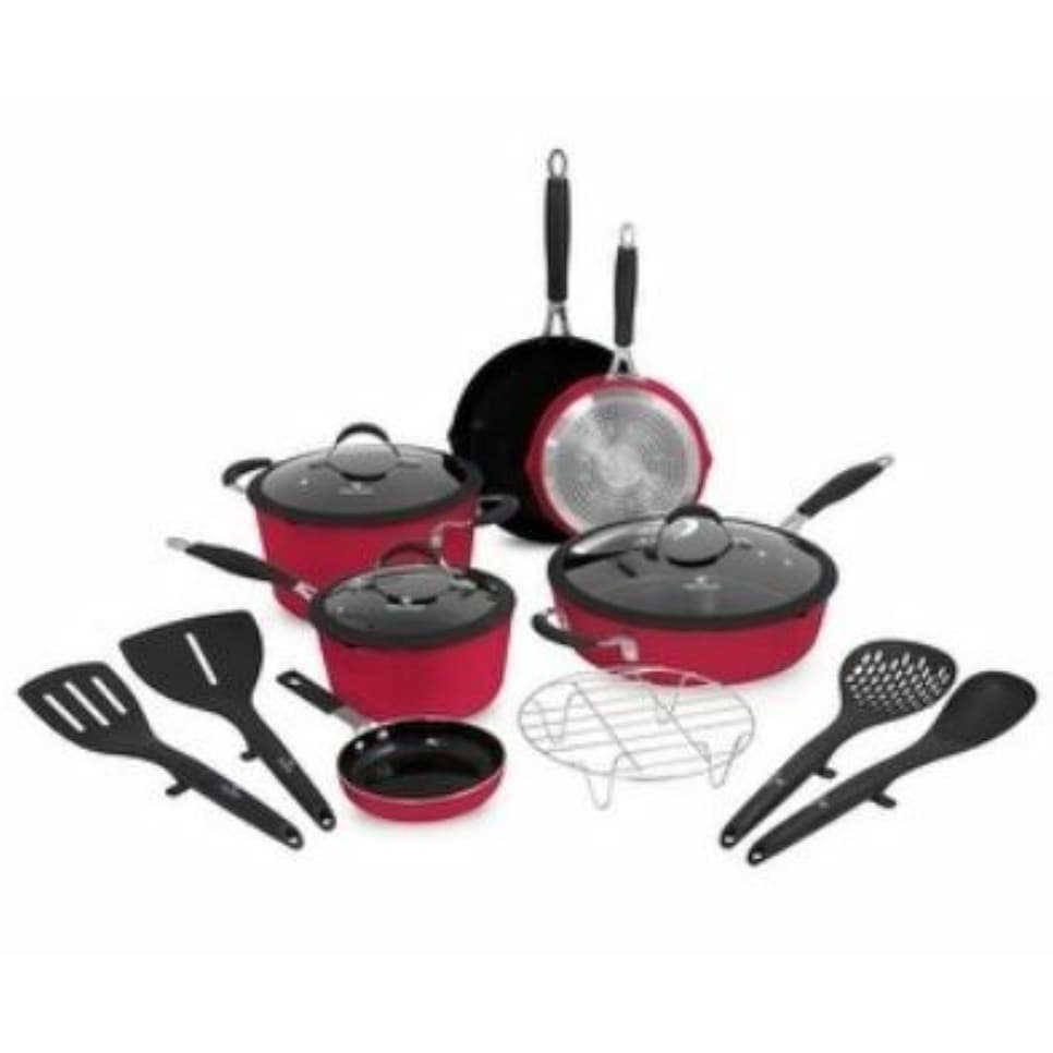  Paula Deen Stainless Steel Red Handle 7-piece Cookware Set:  Home & Kitchen