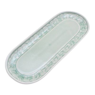 Novica Handmade Divine Parade Celadon Ceramic Tray