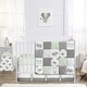 preview thumbnail 1 of 4, Sweet Jojo Designs Mint, Grey and White Watercolor Elephant Safari Collection Unisex 4-piece Crib Bedding Set