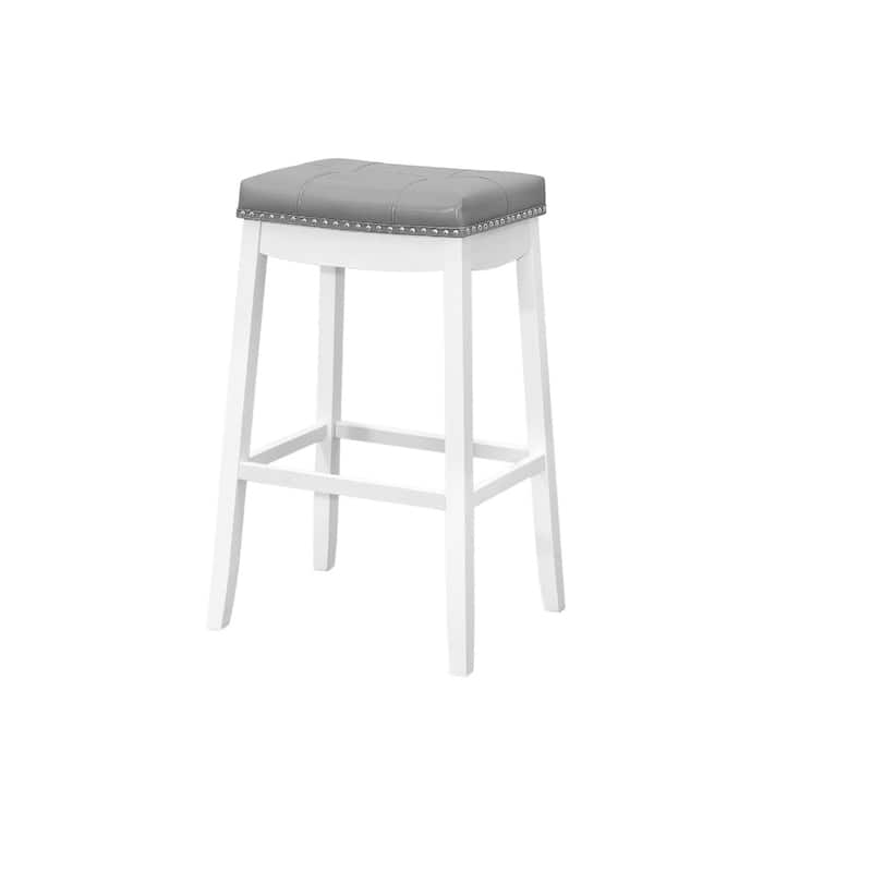 Set of 2 Saddle Bar Stools Backless Counter Height with Neil head Faux Leather Seat and Footrest