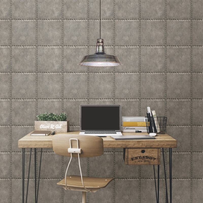 Brewster Indium Silver Sheet Metal Wallpaper - 20.5in x 396in x 0.025in