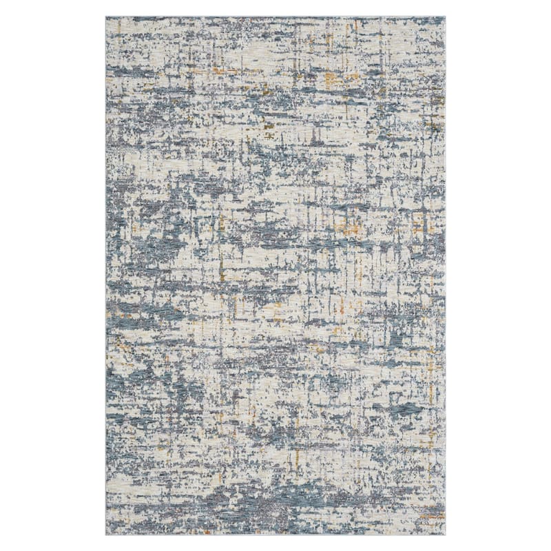Reeves Modern Abstract Blue/Beige Performance Indoor Area Rug by Sevita
