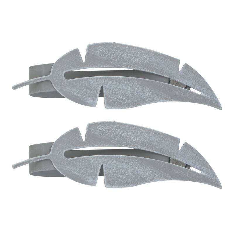 Set of 2 Metal Feather Tieback With Magnet Plume Shiny - 6.8"L x 2"W x 1"D