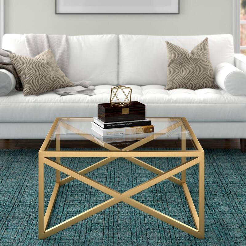 32-Inch Square Coffee Table with Steel Frame for Living Room - 32” x 32” x 17”