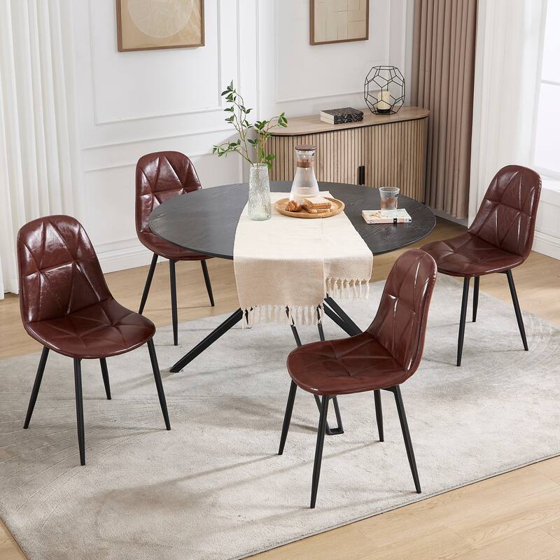 Dining Chairs Set of 4 with Metal Legs and High Back