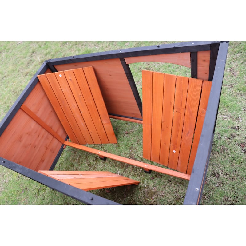 Outdoor Detachable Wooden Dog House Pet House with Weatherproof, Waterproof Feet, Ventilated, Suitable for Medium and Large Dogs